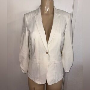 Elizabeth And James Ivory Fitted Chic Blazer Ruched Sleeves Size 4